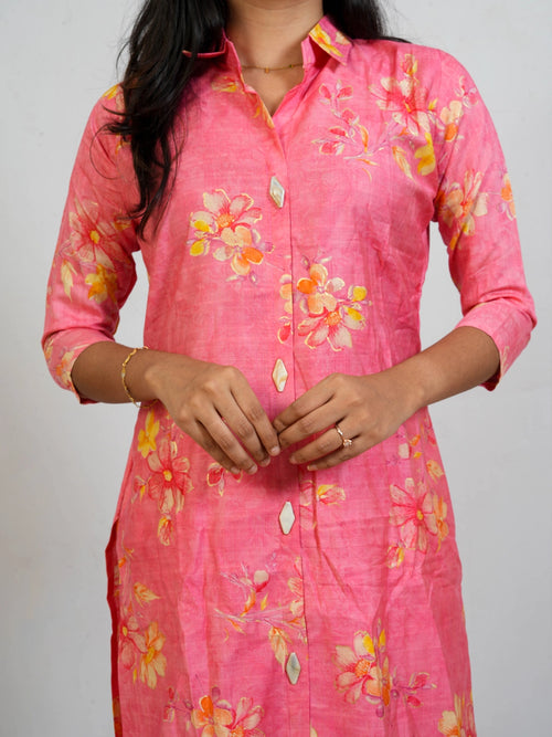 Pink Shade Kurti With Pant - view 3