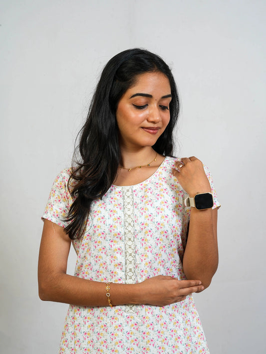 White Floral Kurti - view 1