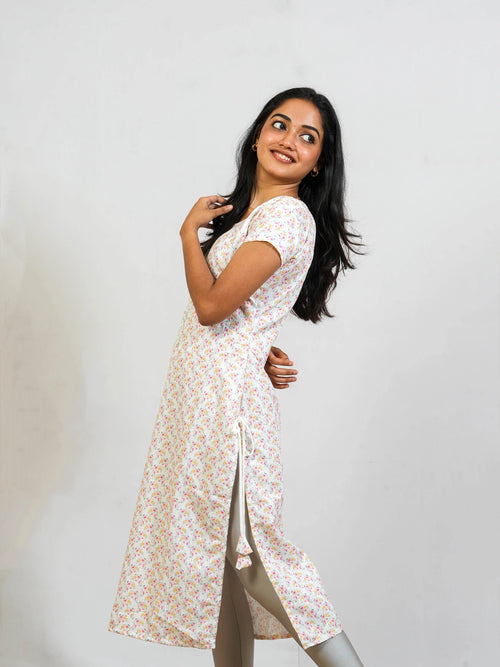 White Floral Kurti - view 5