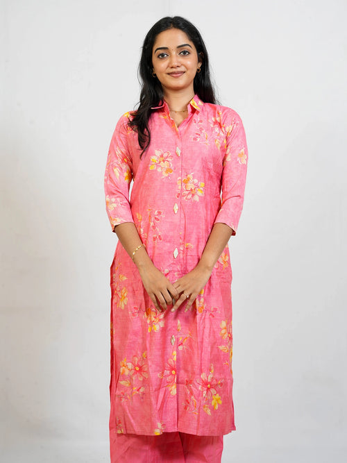 Pink Shade Kurti With Pant - view 1