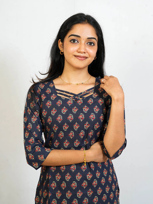 Black Cotton Kurti - view 1