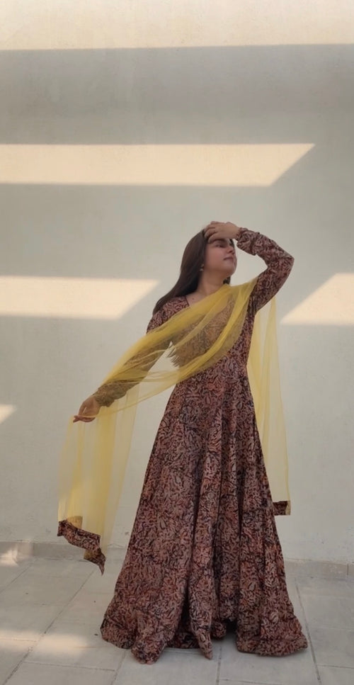 Kalamkari Anarkali full sleeve detail