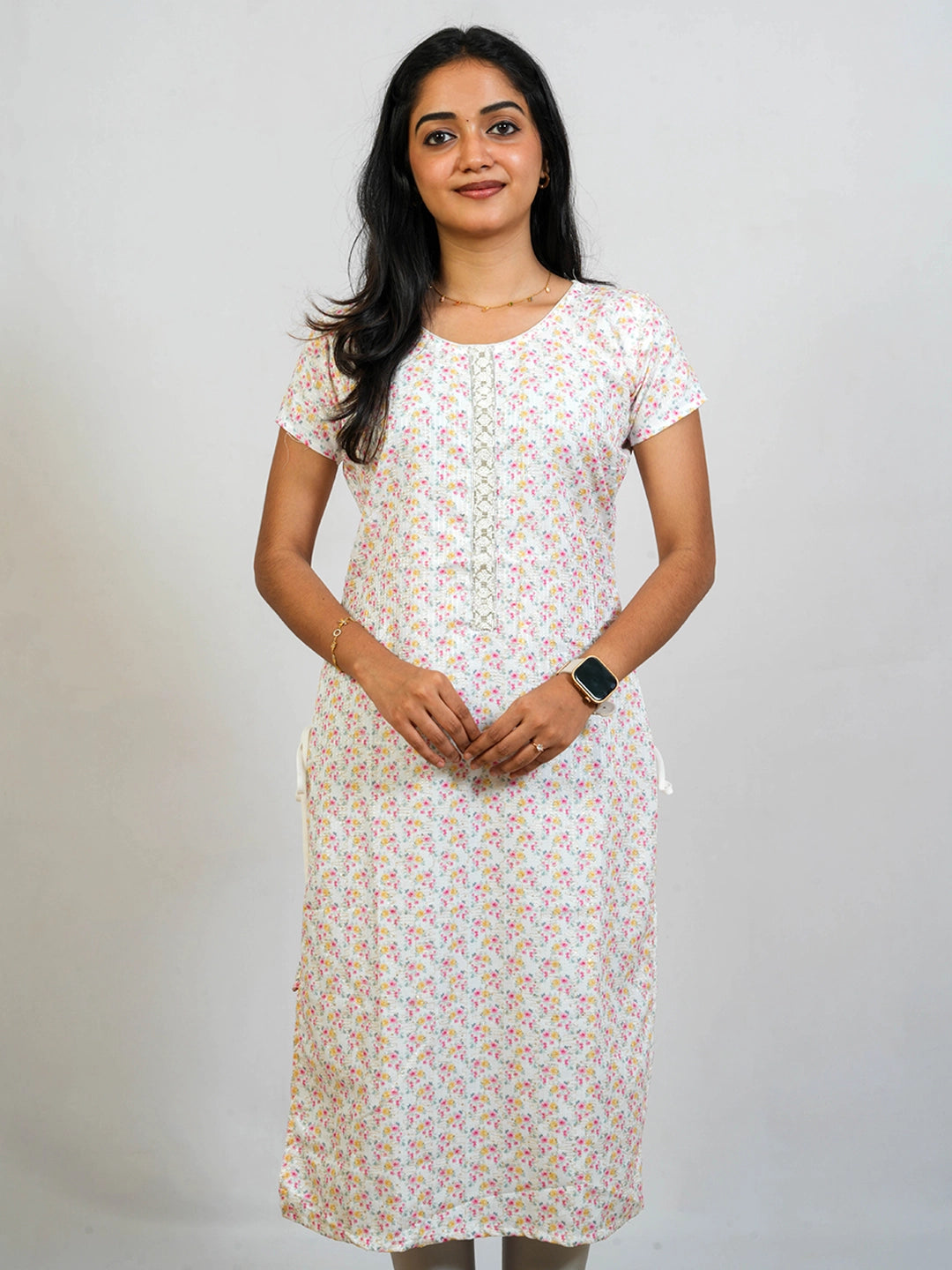 White Floral Kurti - view 2